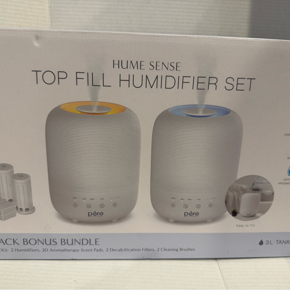 HUMe Sense 2-Pack Bundle - 2 Humidifiers, 2 Filters, & 20 Scent Pads - Picture 4 of 5